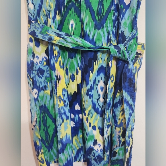 Ellen Tracey Abstract ARTSY SHEATH Dress With Pockets DECORATIVE BELT - Picture 9 of 10